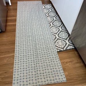 Crate & Barrel 50x84 curtain panel tan with teal pattern